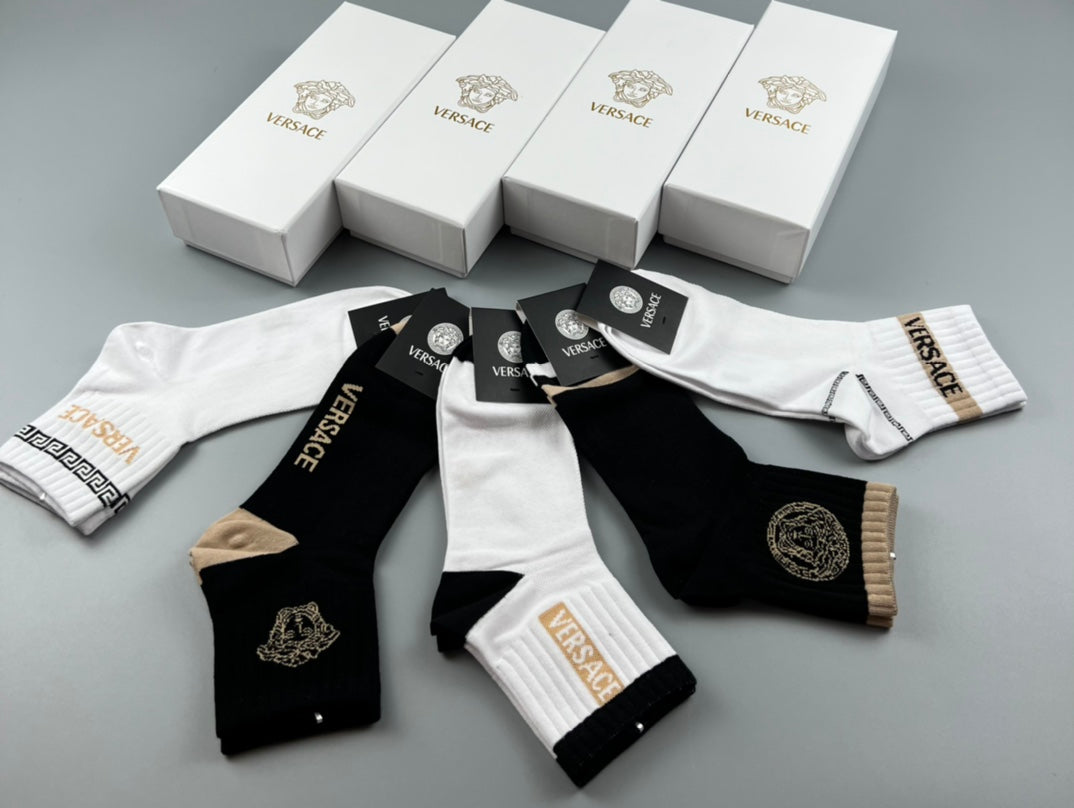 Versace Cotton Crew Socks - 5-Pair Pack