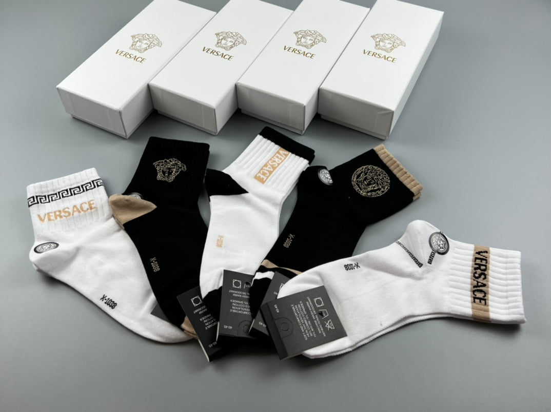 Versace Medallion Details Ankle Socks - 5-Pair Set