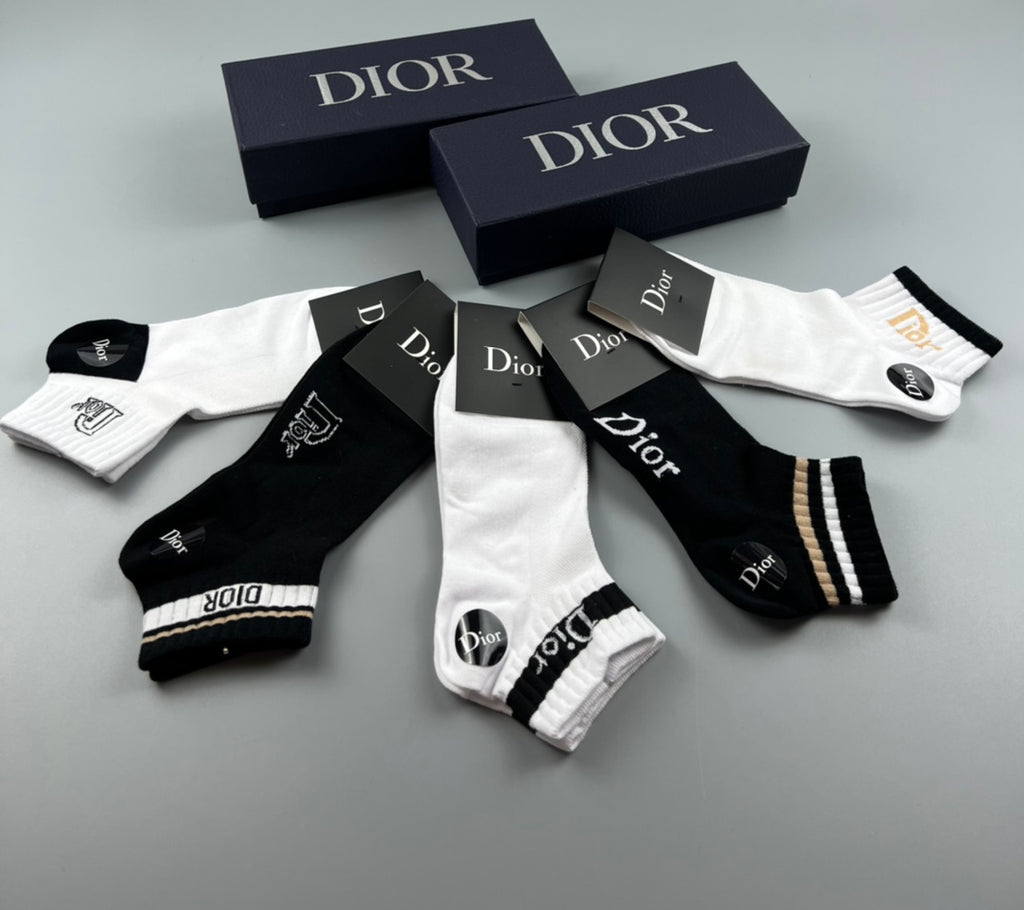Dior Clean Wordmark Details Ankle Socks - 5-Pair Set