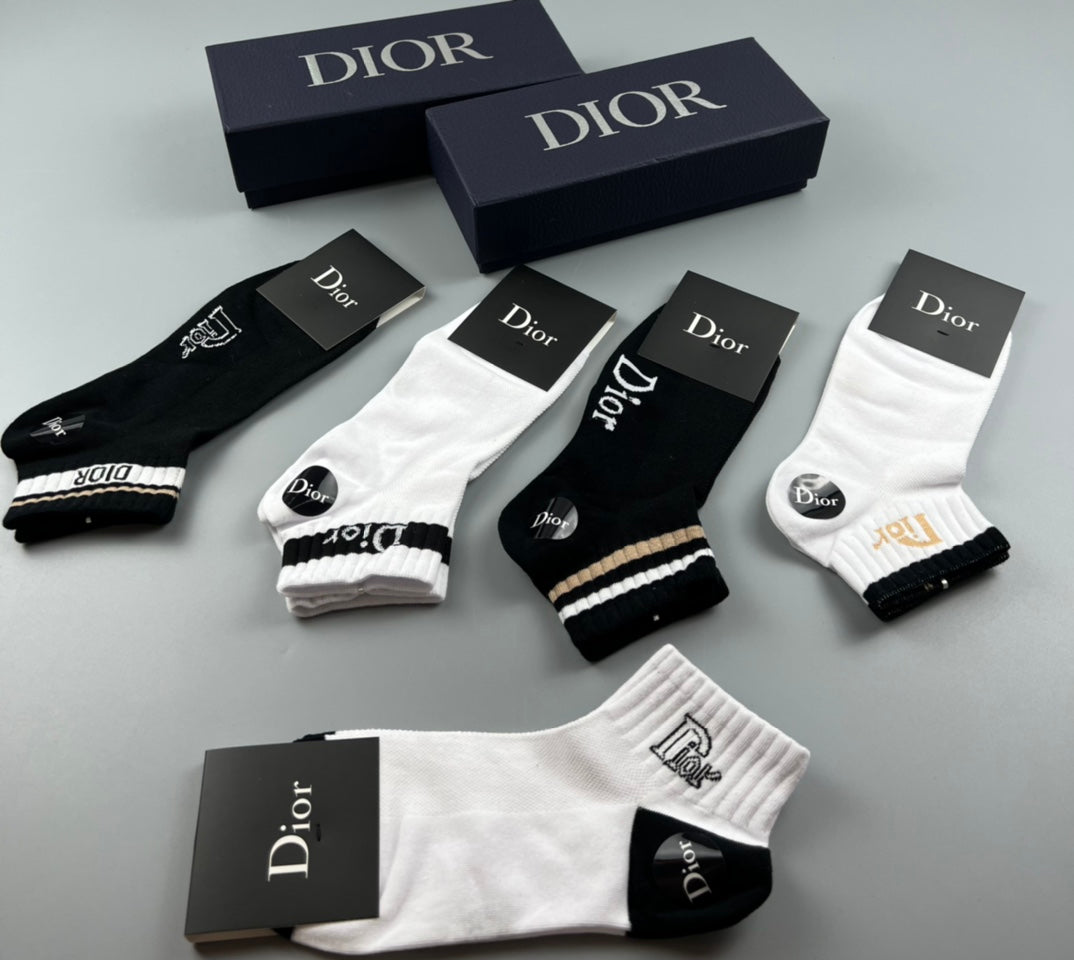 Dior Clean Wordmark Details Ankle Socks - 5-Pair Set