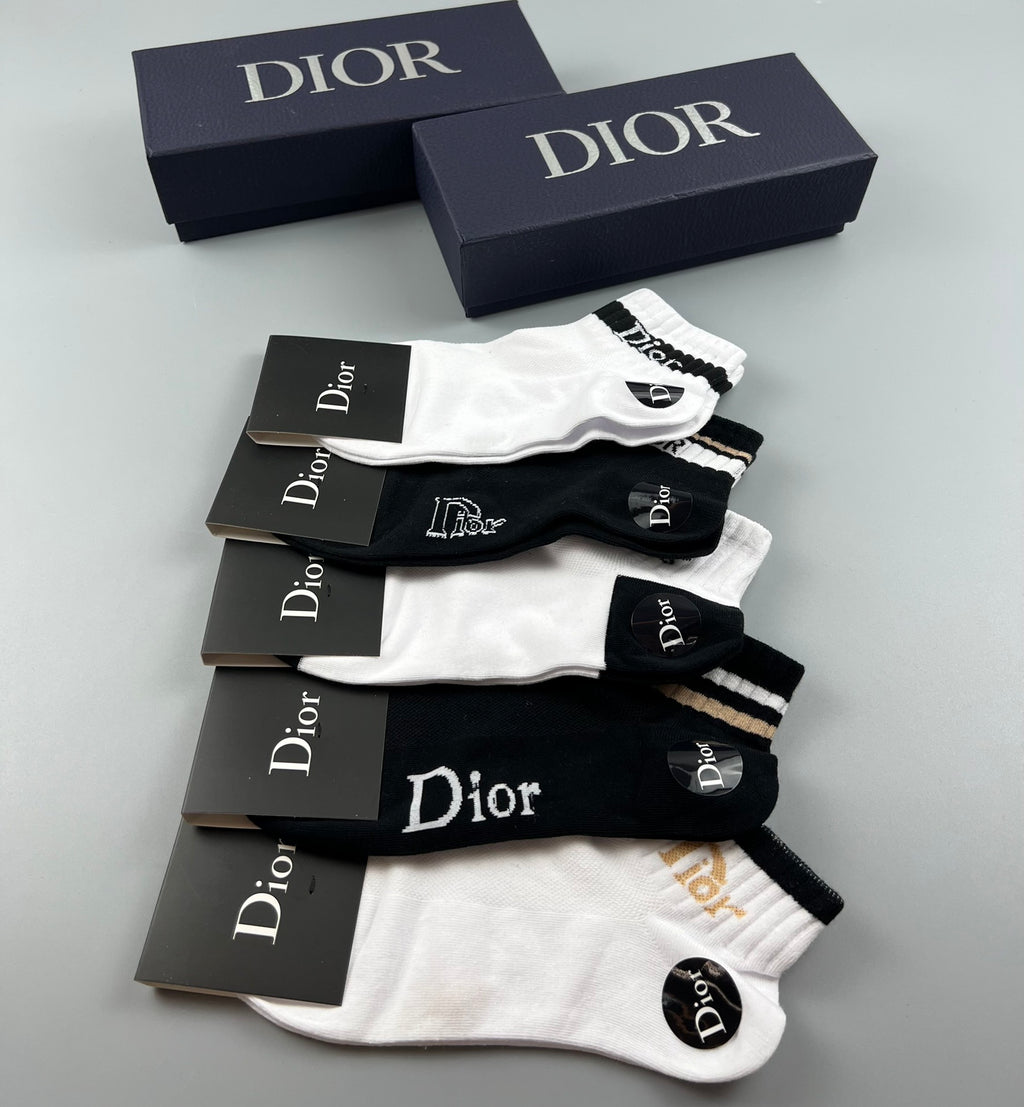 Dior Clean Wordmark Details Ankle Socks - 5-Pair Set