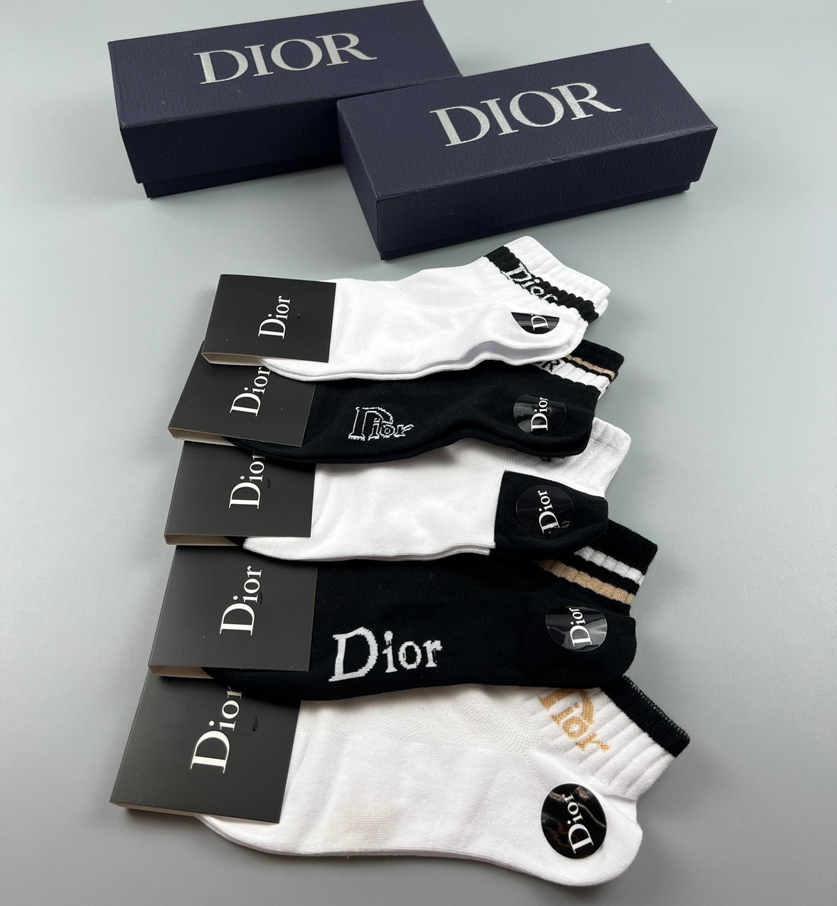 Dior Clean Wordmark Details Ankle Socks - 5-Pair Set