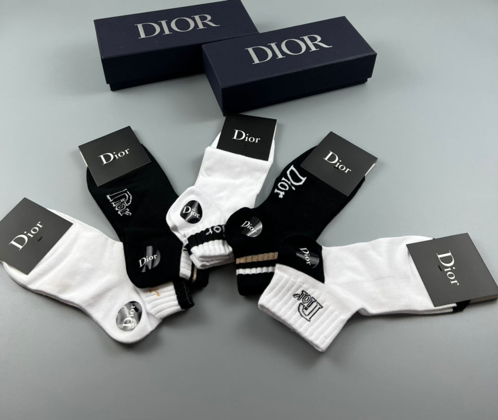Dior Clean Wordmark Details Ankle Socks - 5-Pair Set