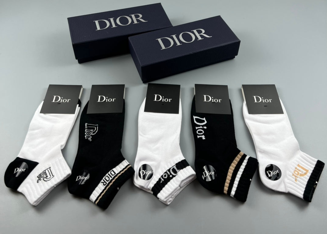 Dior Clean Wordmark Details Ankle Socks - 5-Pair Set
