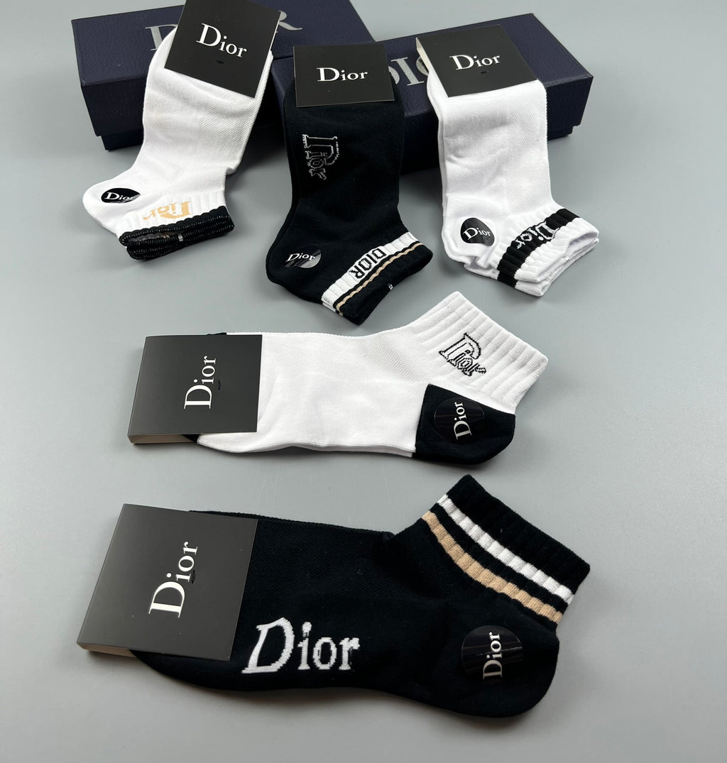Dior Clean Wordmark Details Ankle Socks - 5-Pair Set
