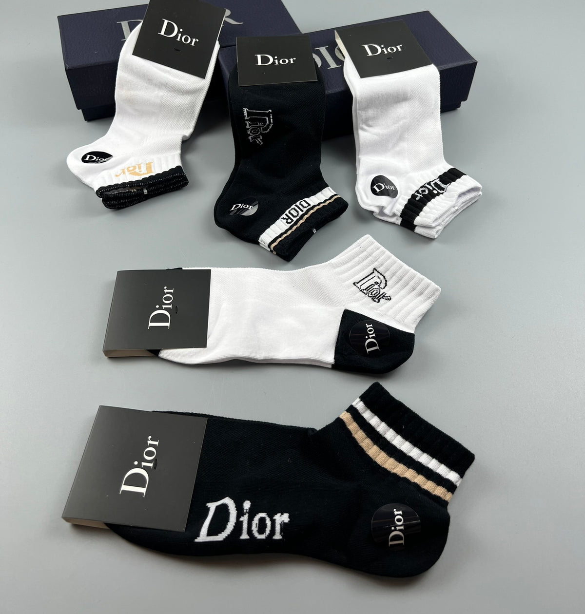 Dior Clean Wordmark Details Ankle Socks - 5-Pair Set
