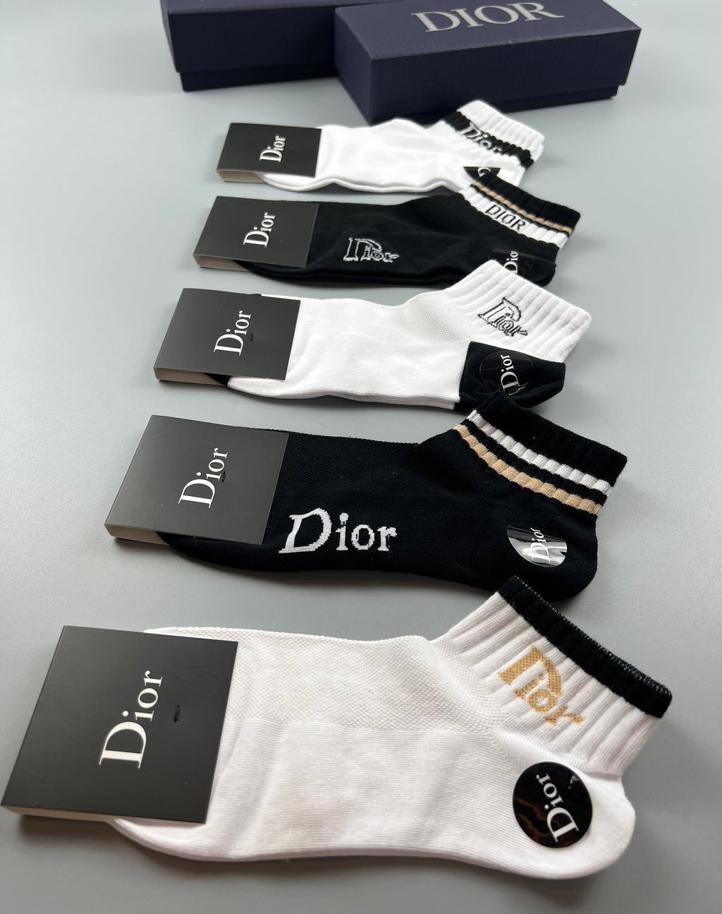Dior Clean Wordmark Details Ankle Socks - 5-Pair Set