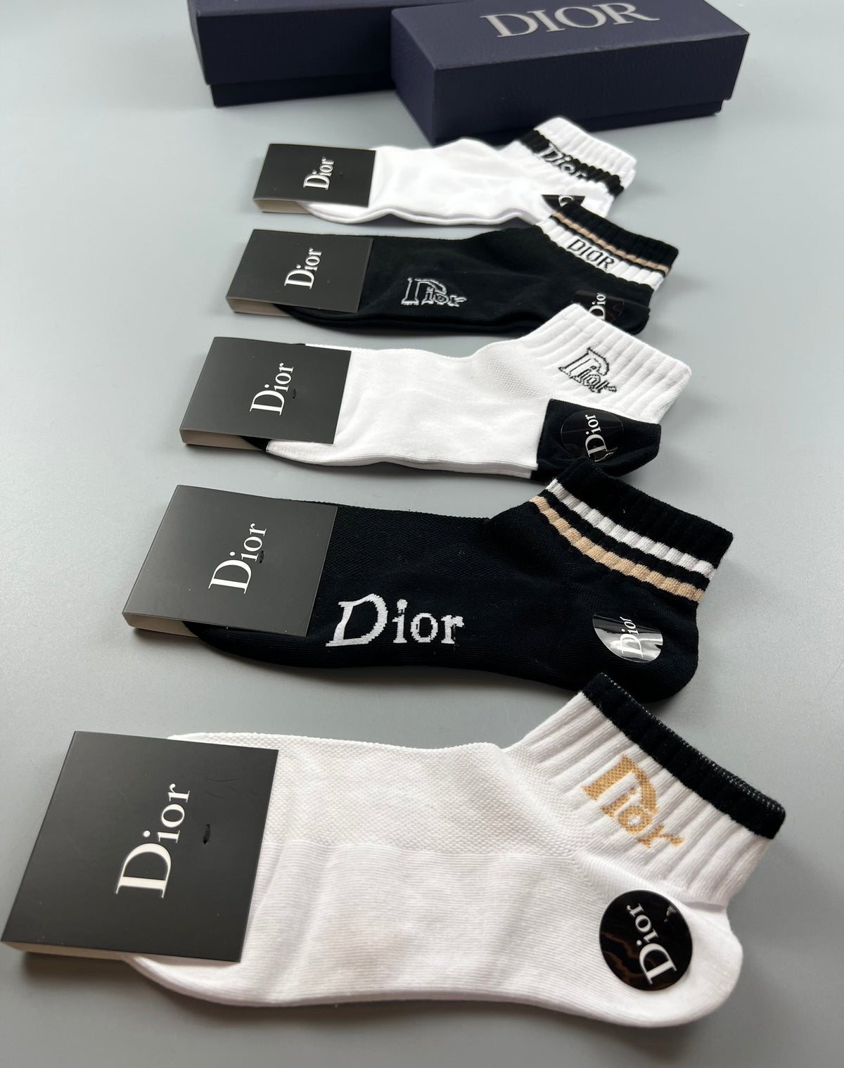 Dior Clean Wordmark Details Ankle Socks - 5-Pair Set