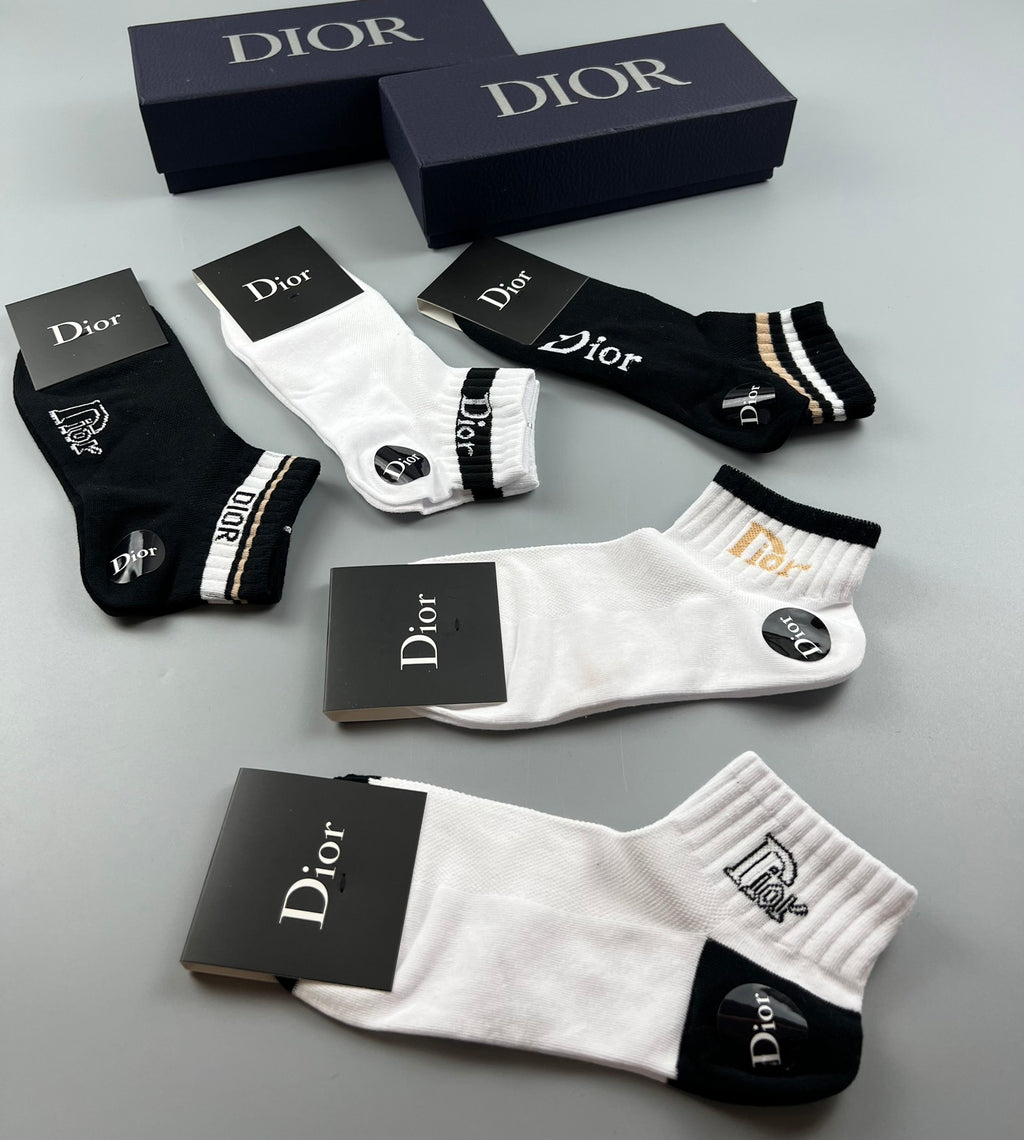 Dior Clean Wordmark Details Ankle Socks - 5-Pair Set