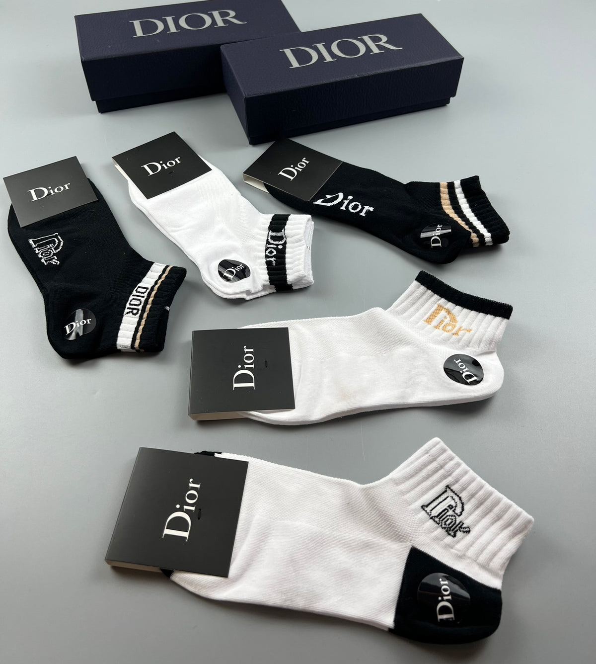 Dior Clean Wordmark Details Ankle Socks - 5-Pair Set