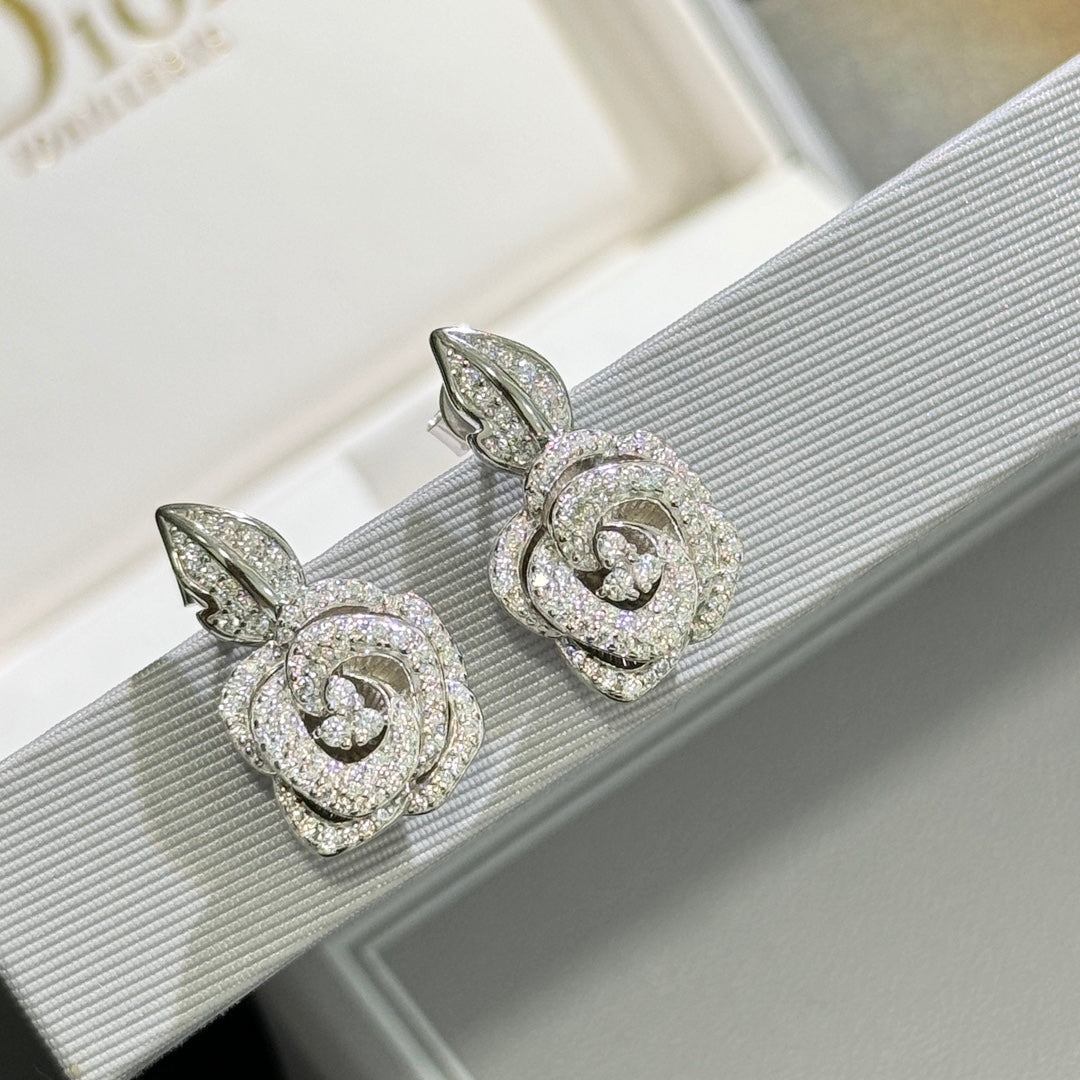 Floral Motif Stud Earrings in Silver-Tone main product view