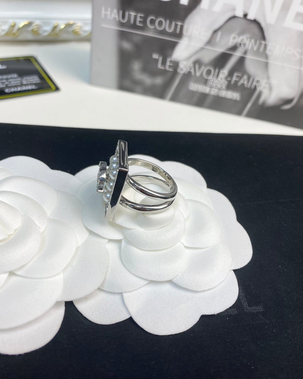 Pearl Statement Ring in Silver-Tone main product view