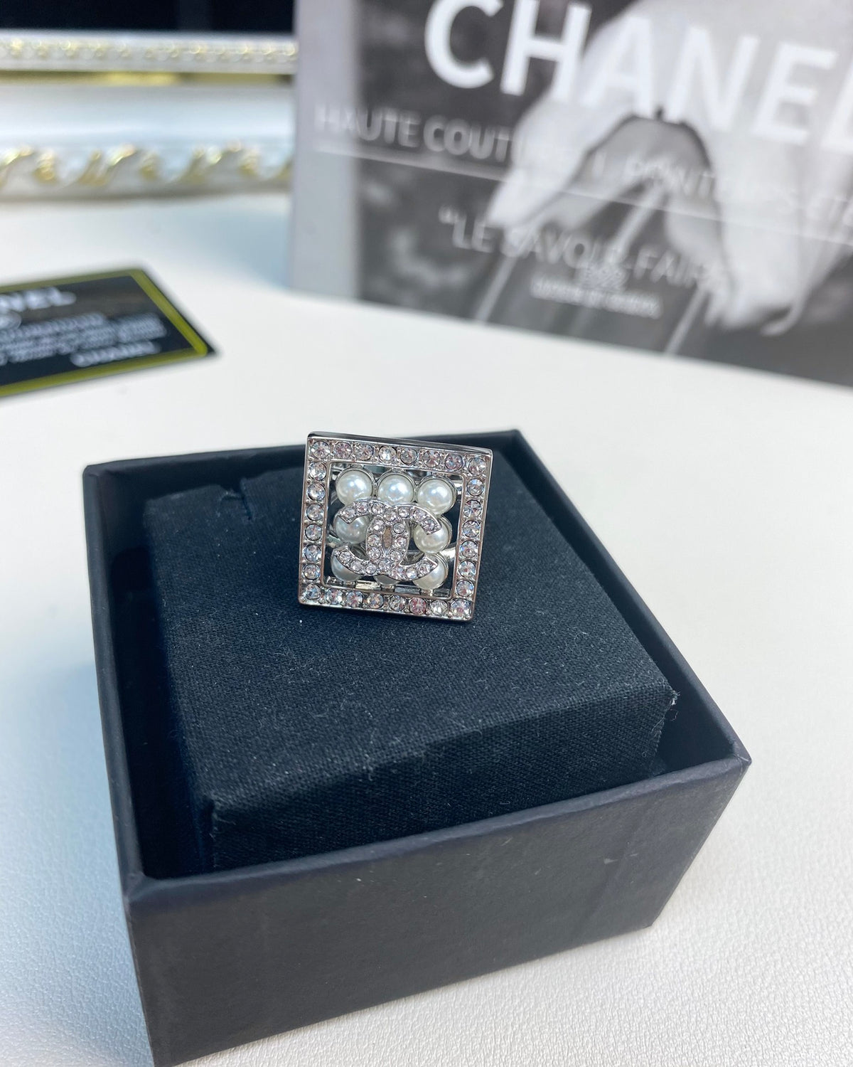 Pearl Statement Ring in Silver-Tone styled product view
