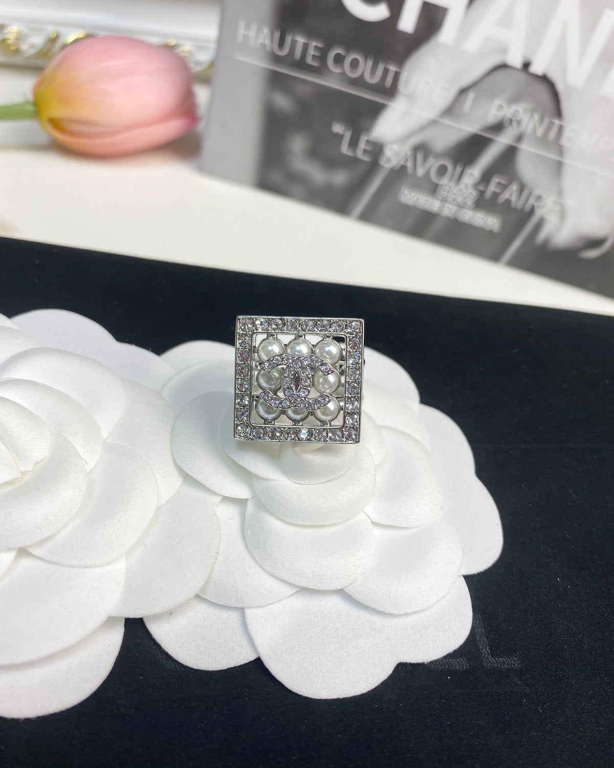 Pearl Statement Ring in Silver-Tone main product view