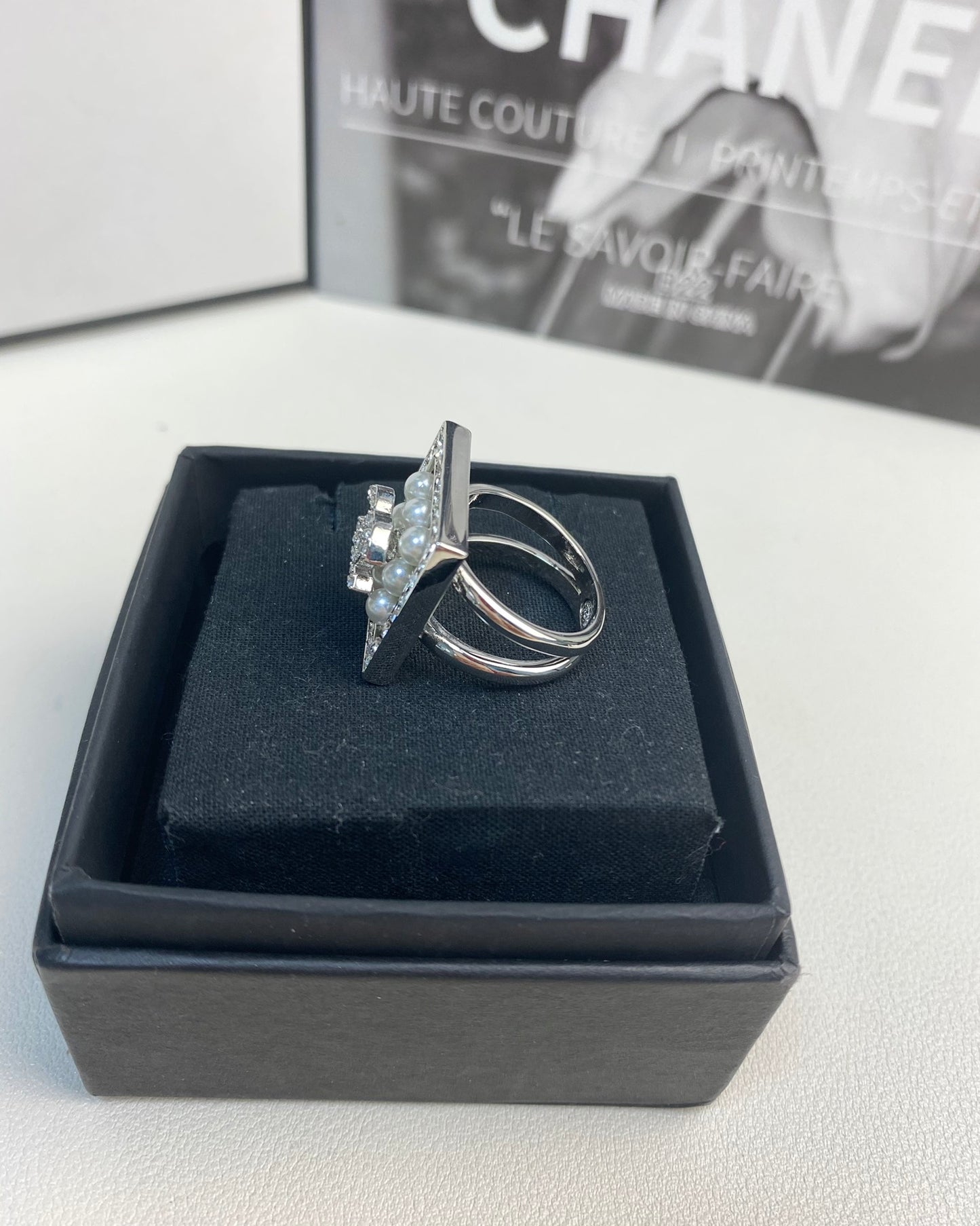 Pearl Statement Ring in Silver-Tone front product view