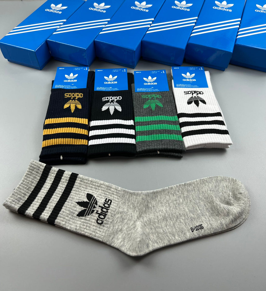 Adidas Stripe And Trefoil Details Crew Socks - 5-Pair Set