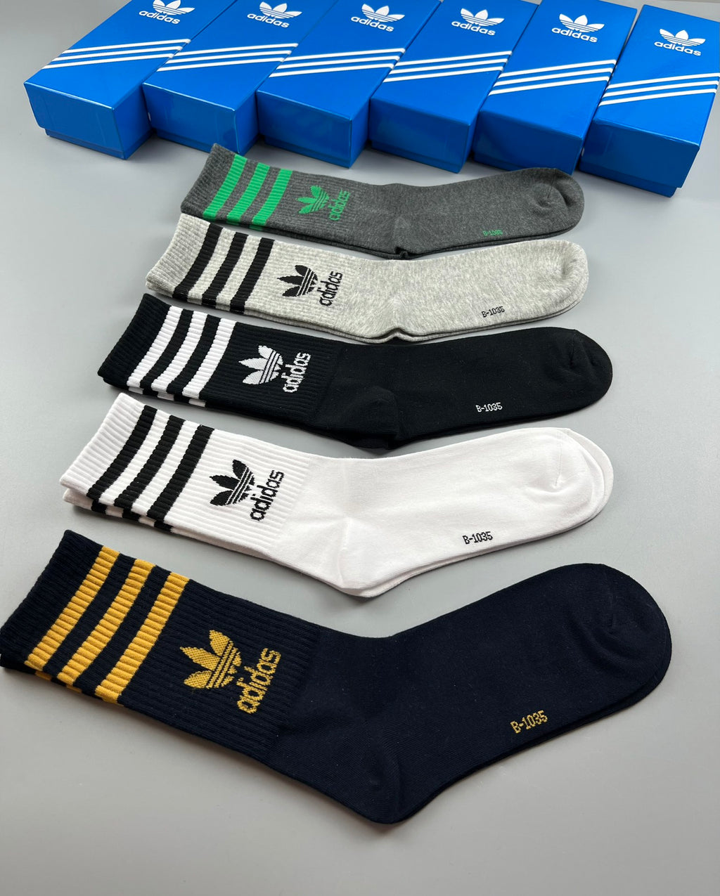 Adidas Contrast Sport Logos Crew Socks - 5-Pair Set