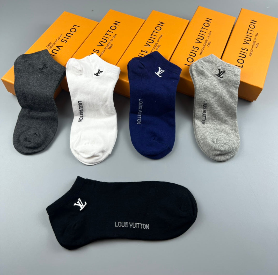 Louis Vuitton Visible Branded Cuff Or Emblem Details No-Show Socks - 5-Pair Set