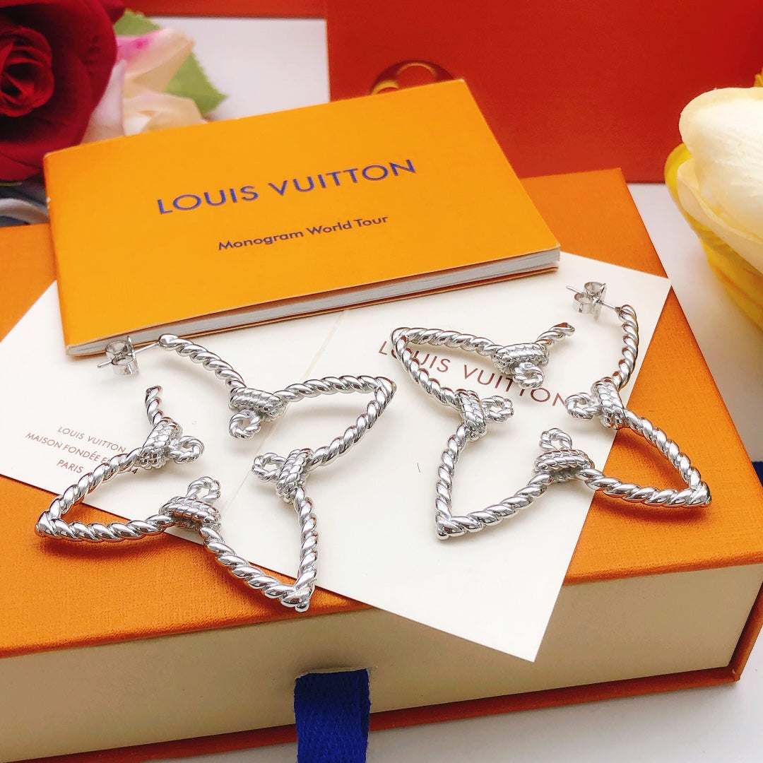Twist Stud Earrings in Silver-Tone front product view