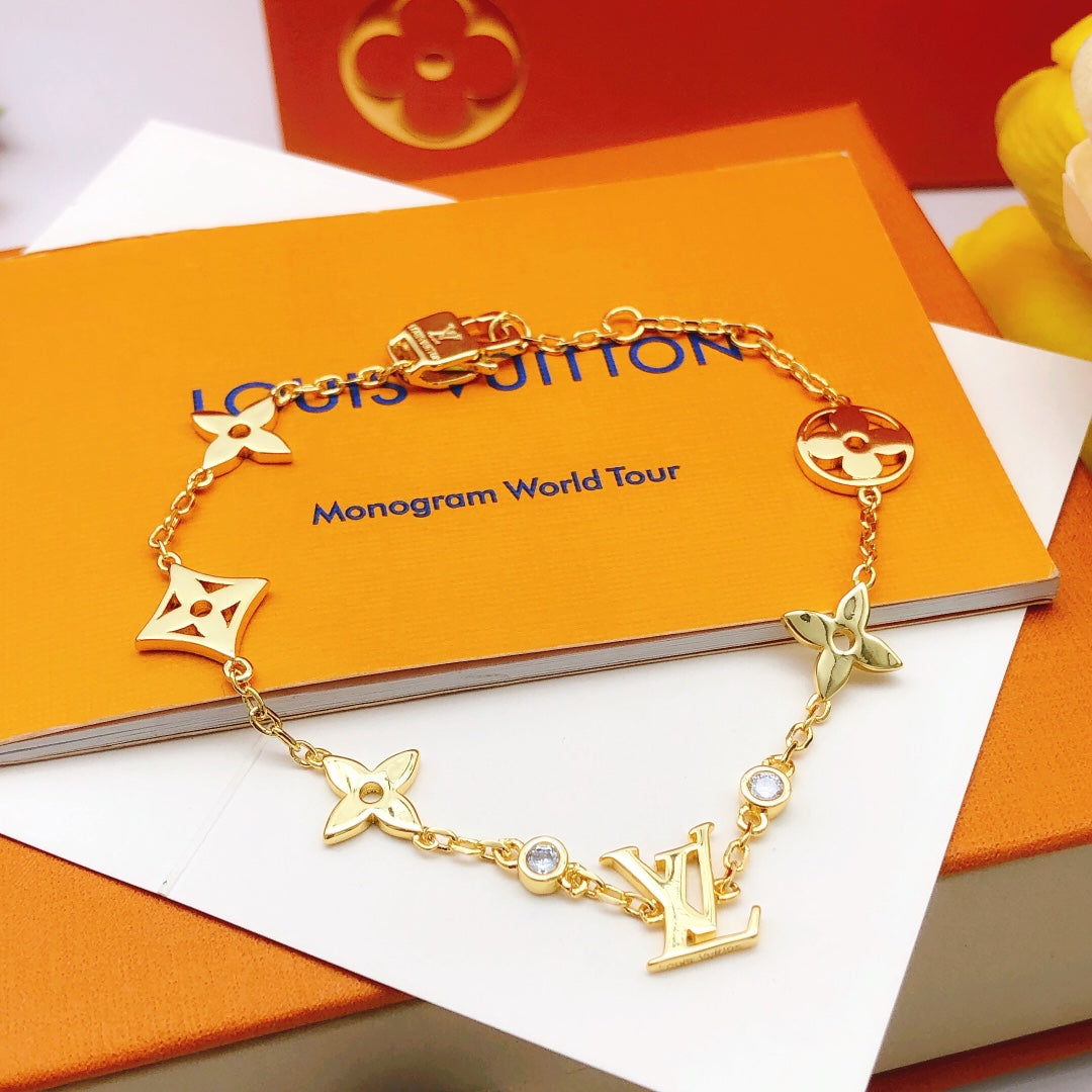 Geometric Emblem Bracelet in Gold-Tone – Design 058 main product view