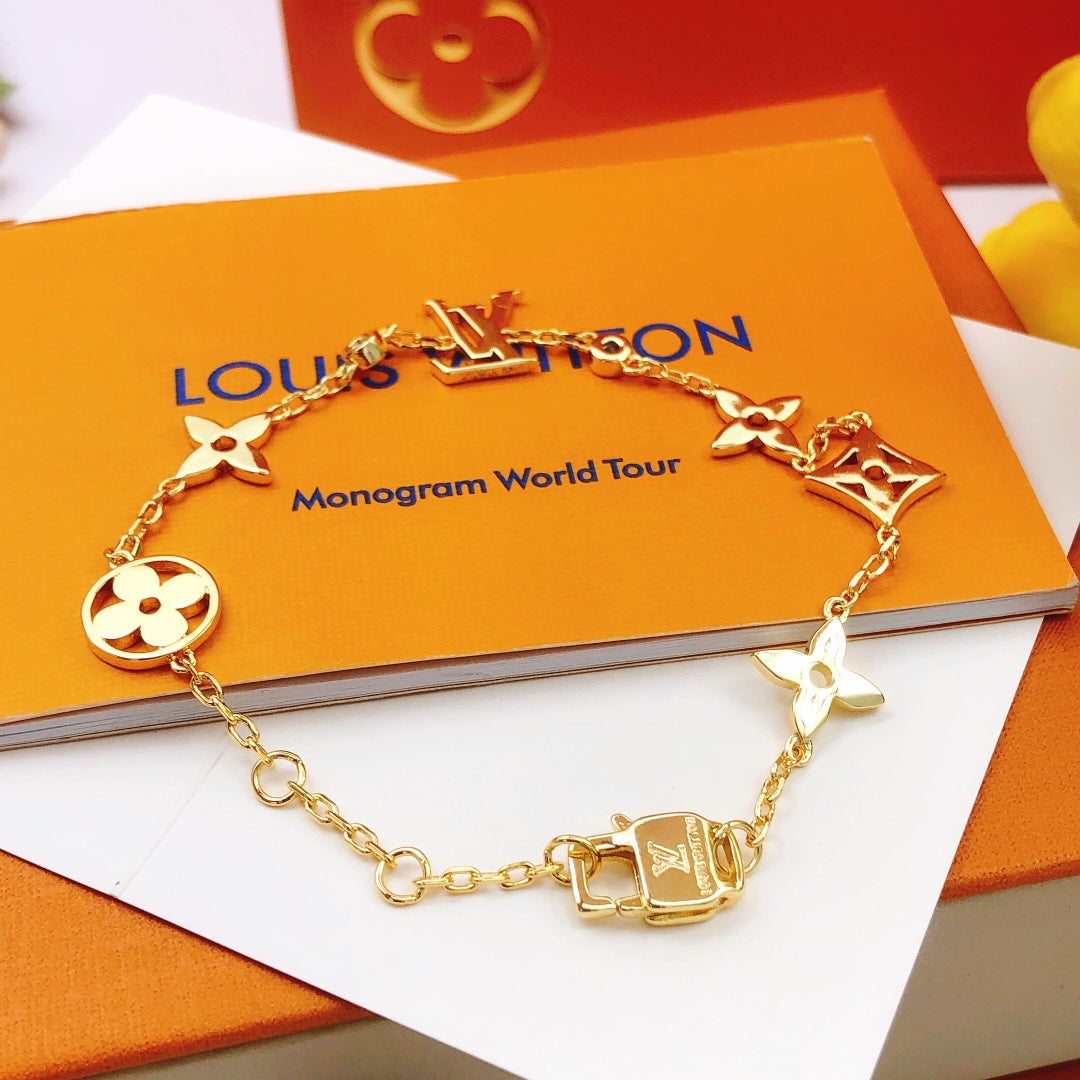 Geometric Emblem Bracelet in Gold-Tone – Design 058 front product view