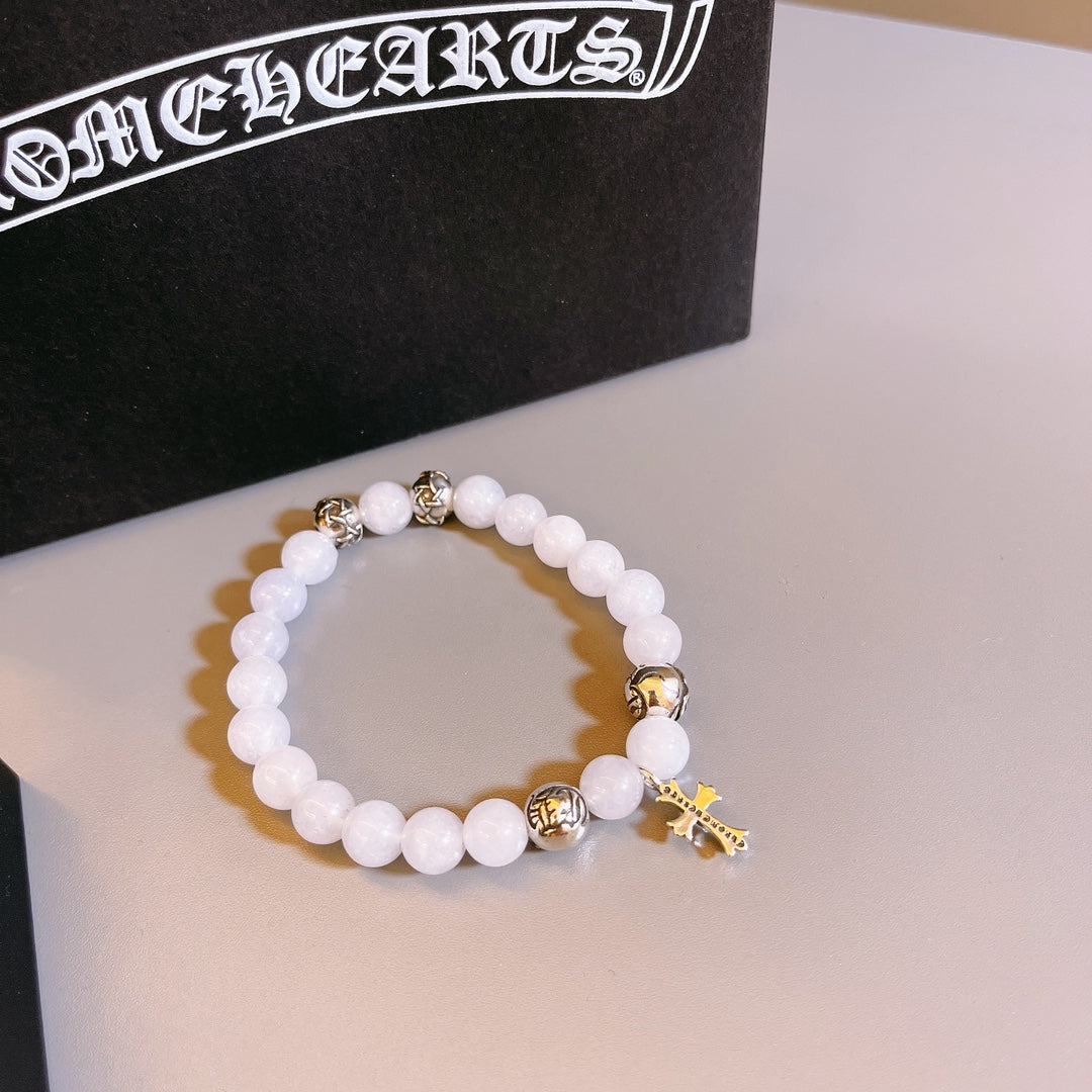 Gothic Emblem Beaded Bracelet in Antique Silver-Tone – Design 38 close-up detail