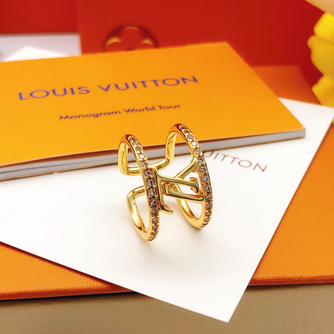 Geometric Emblem Statement Ring in Gold-Tone – Design 015 front product view