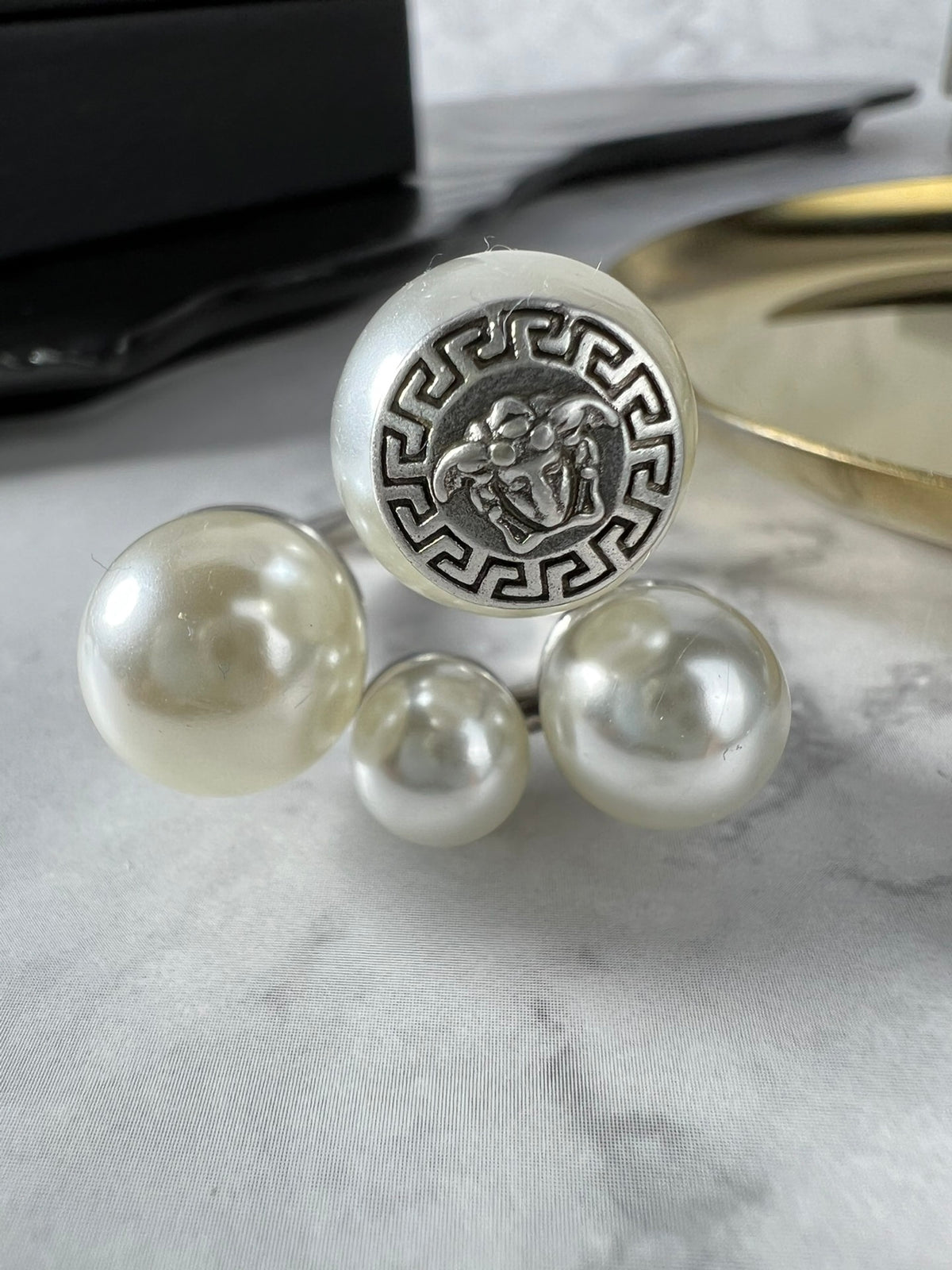 Statement Emblem Statement Ring in Polished Metal-Tone – Design 01 front product view