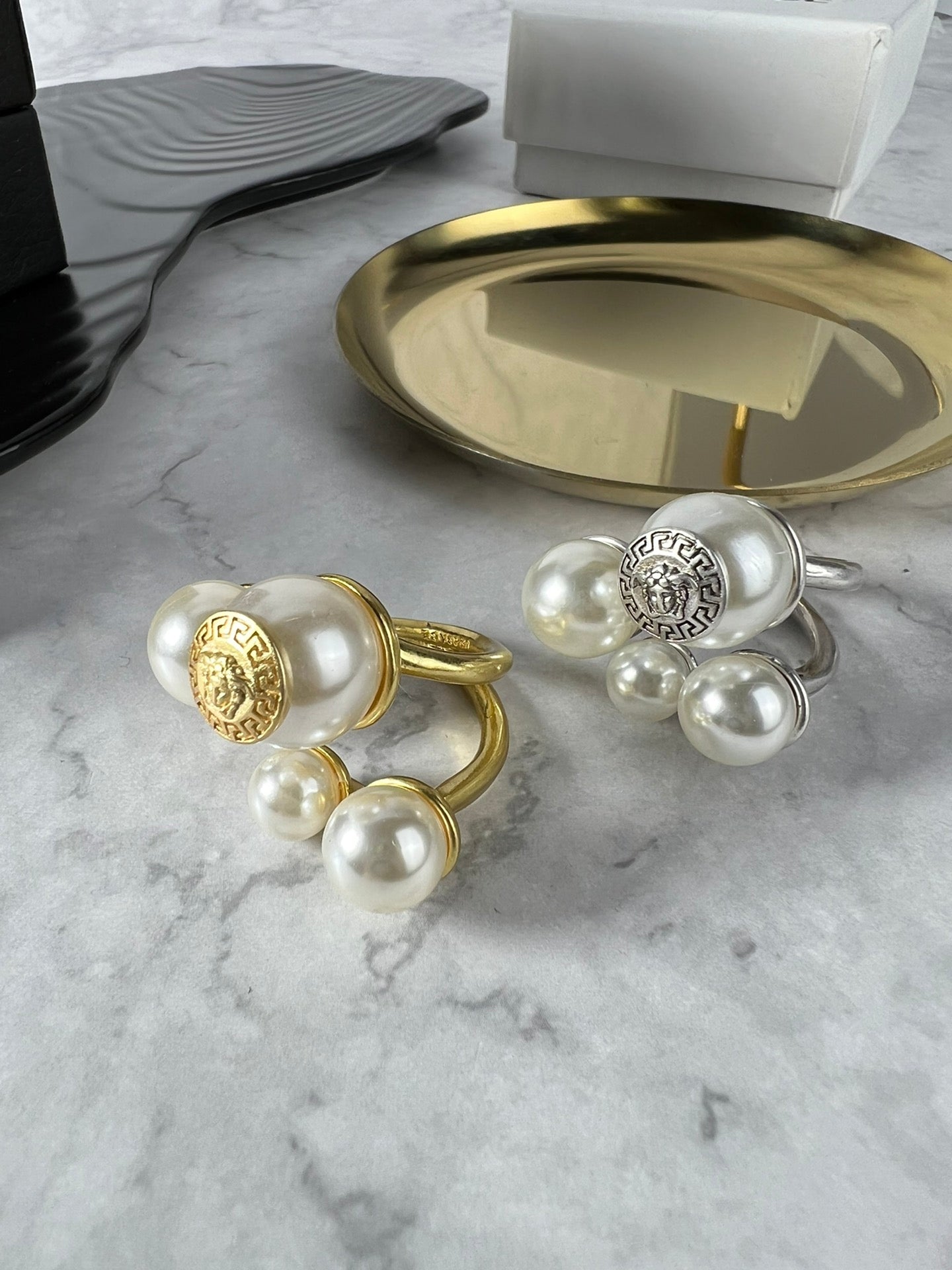 Statement Emblem Statement Ring in Polished Metal-Tone – Design 01 front product view