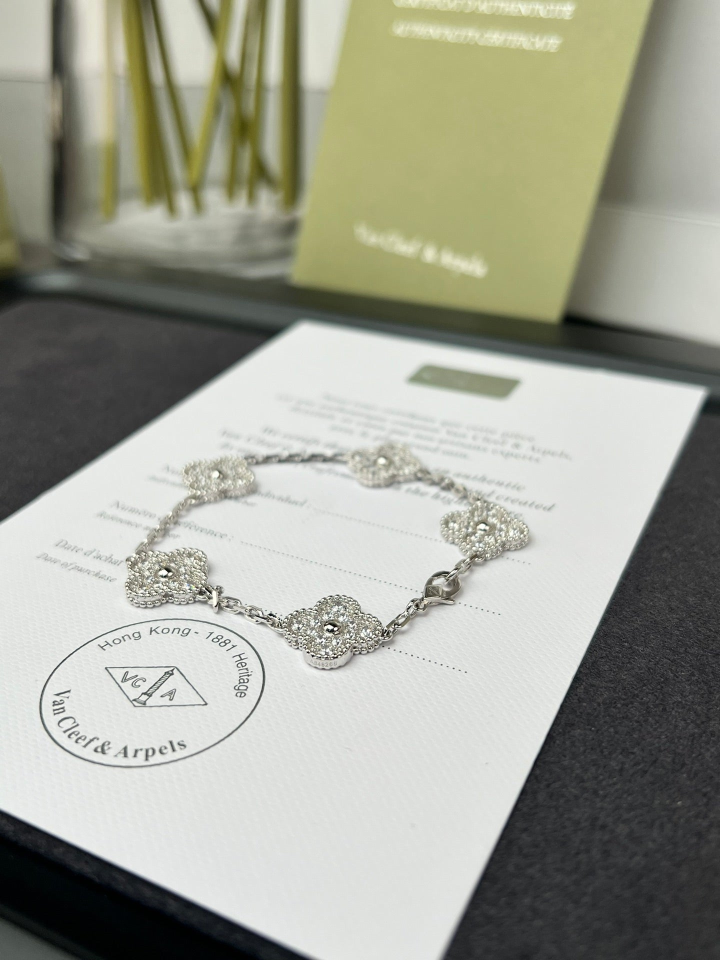 Five-Motif Clover Bracelet in Silver-Tone detail view