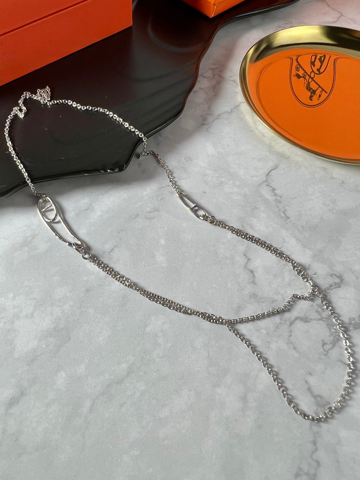 Horse Pendant Necklace in Polished Metal-Tone – Design 003 styled product view