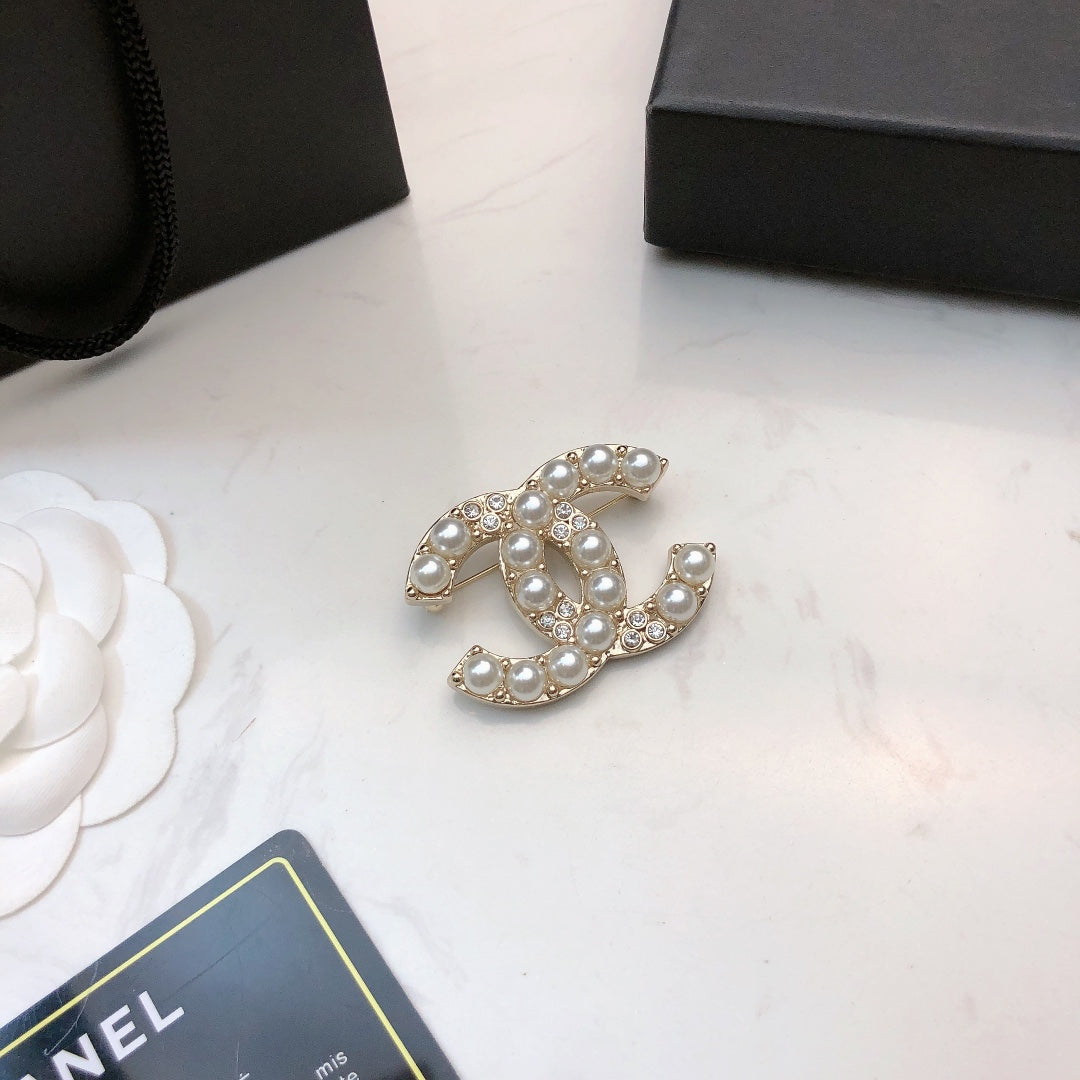Signature Emblem Brooch in Polished Metal-Tone – Design 034 styled product view