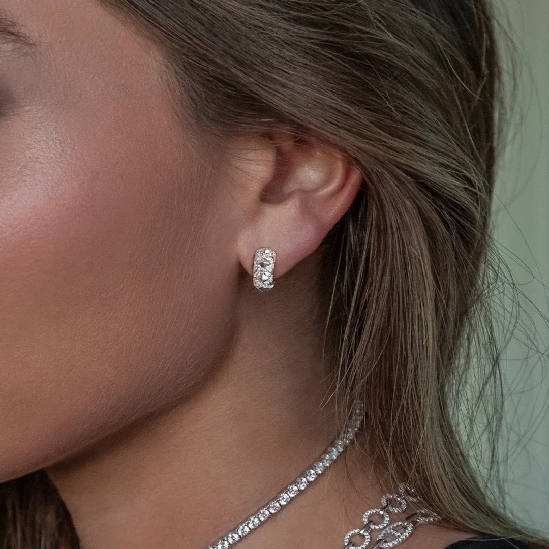 Spike Hoop Earrings in Silver-Tone detail view