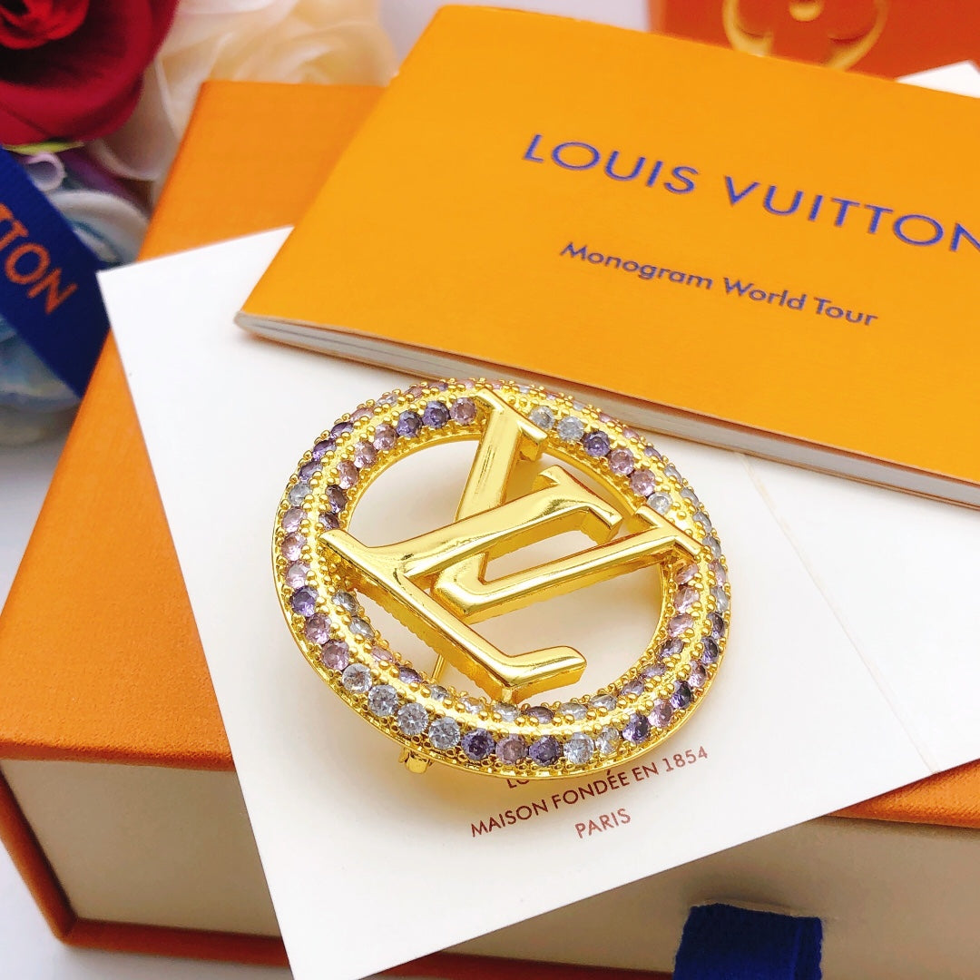 Geometric Emblem Brooch in Gold-Tone – Design 004 front product view