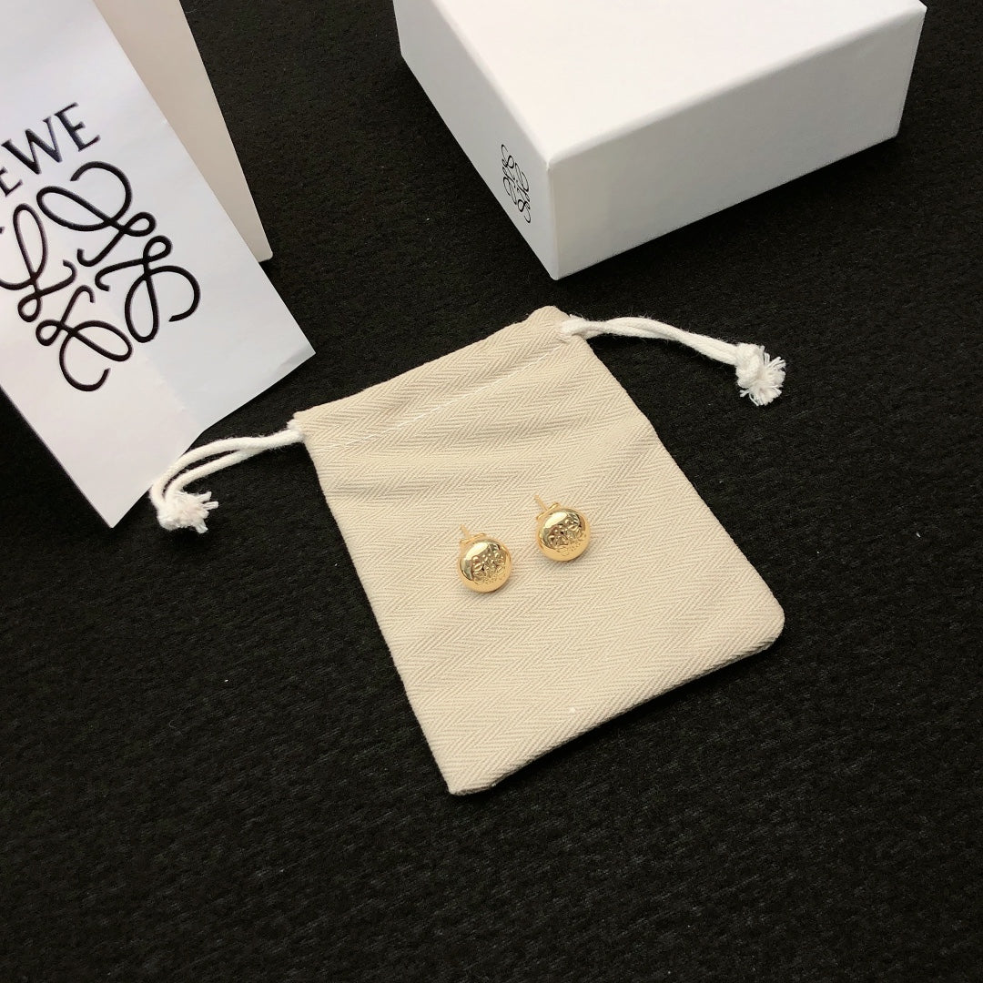 Floral Motif Stud Earrings in Gold-Tone – Design 02 main product view