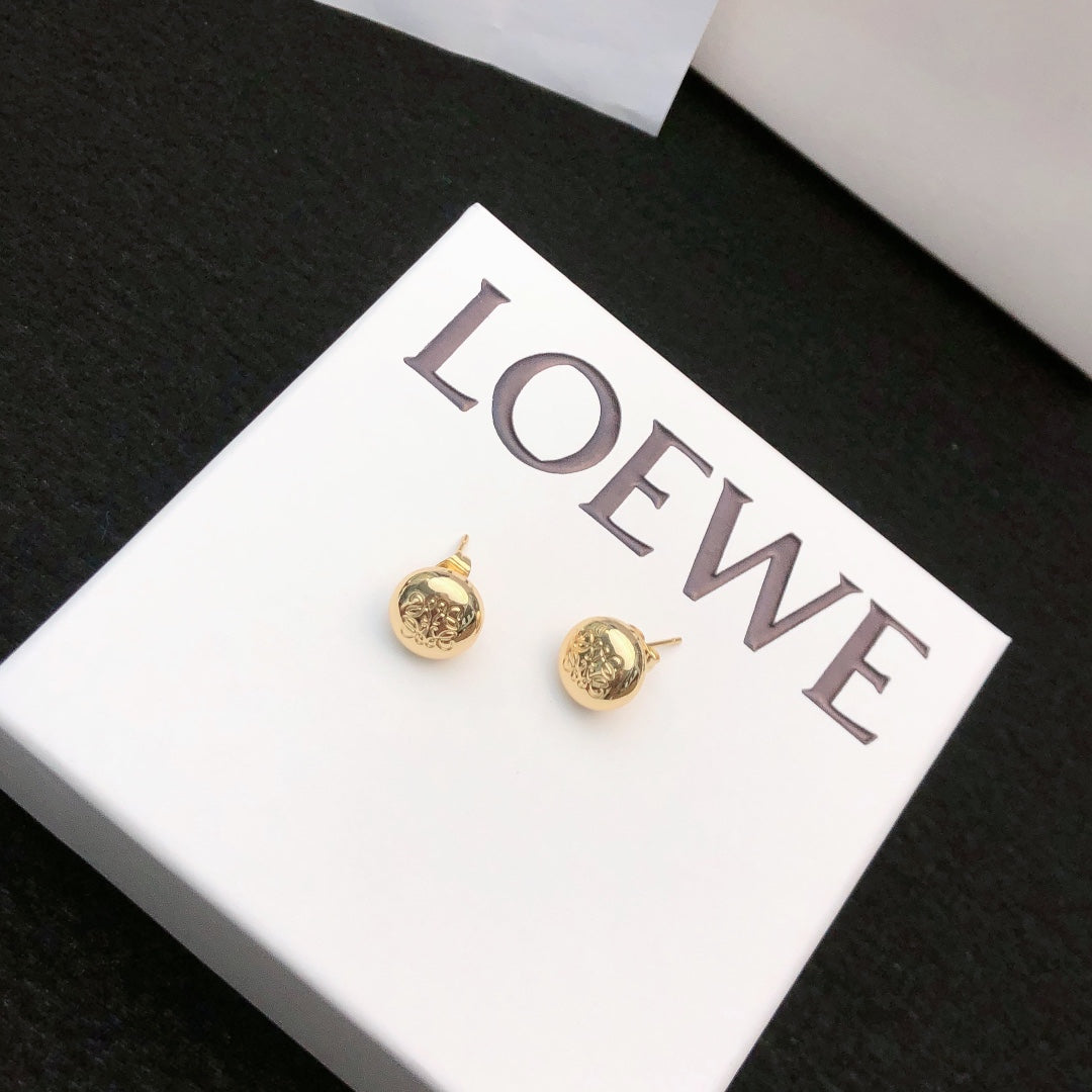 Floral Motif Stud Earrings in Gold-Tone – Design 02 front view
