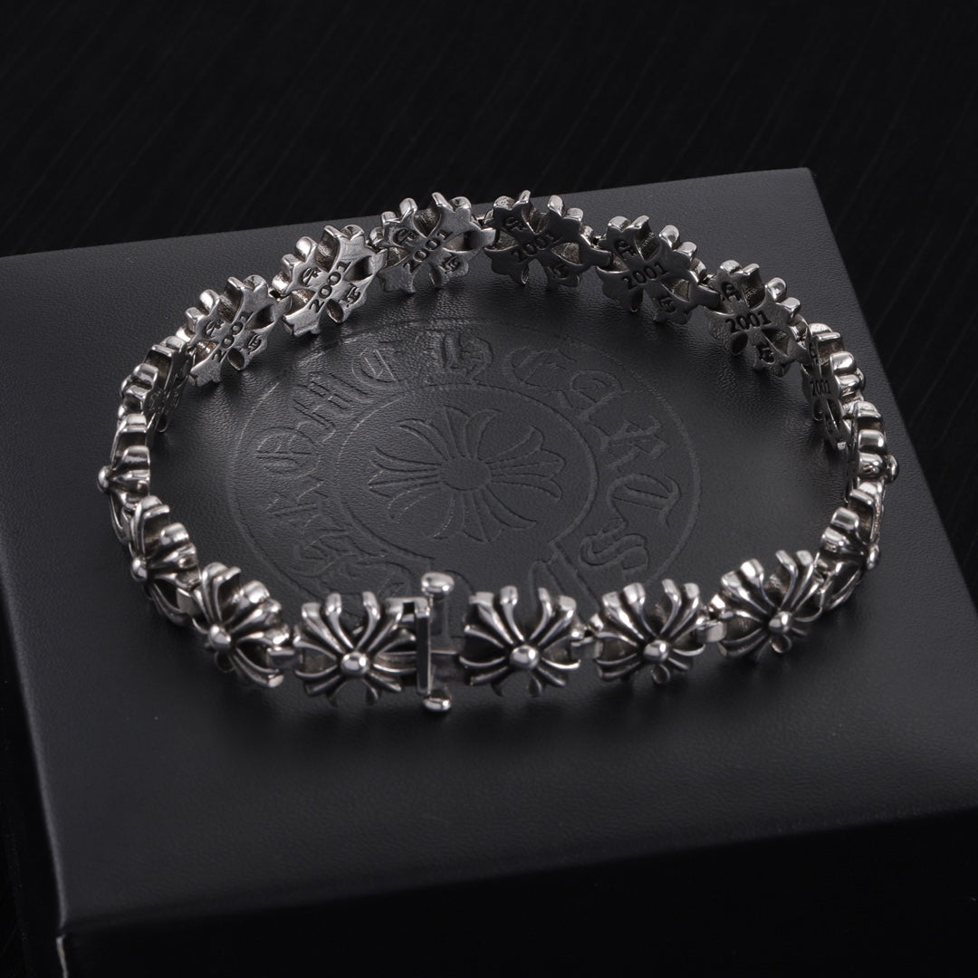 Signature Emblem Bracelet in Polished Metal-Tone – Design 012 close-up detail