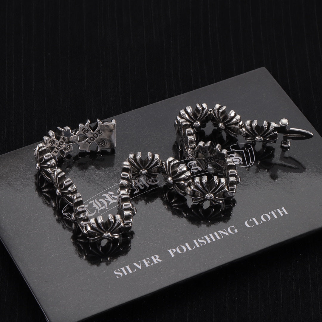 Gothic Emblem Statement Bracelet in Metal-Tone – Design 02 side detail