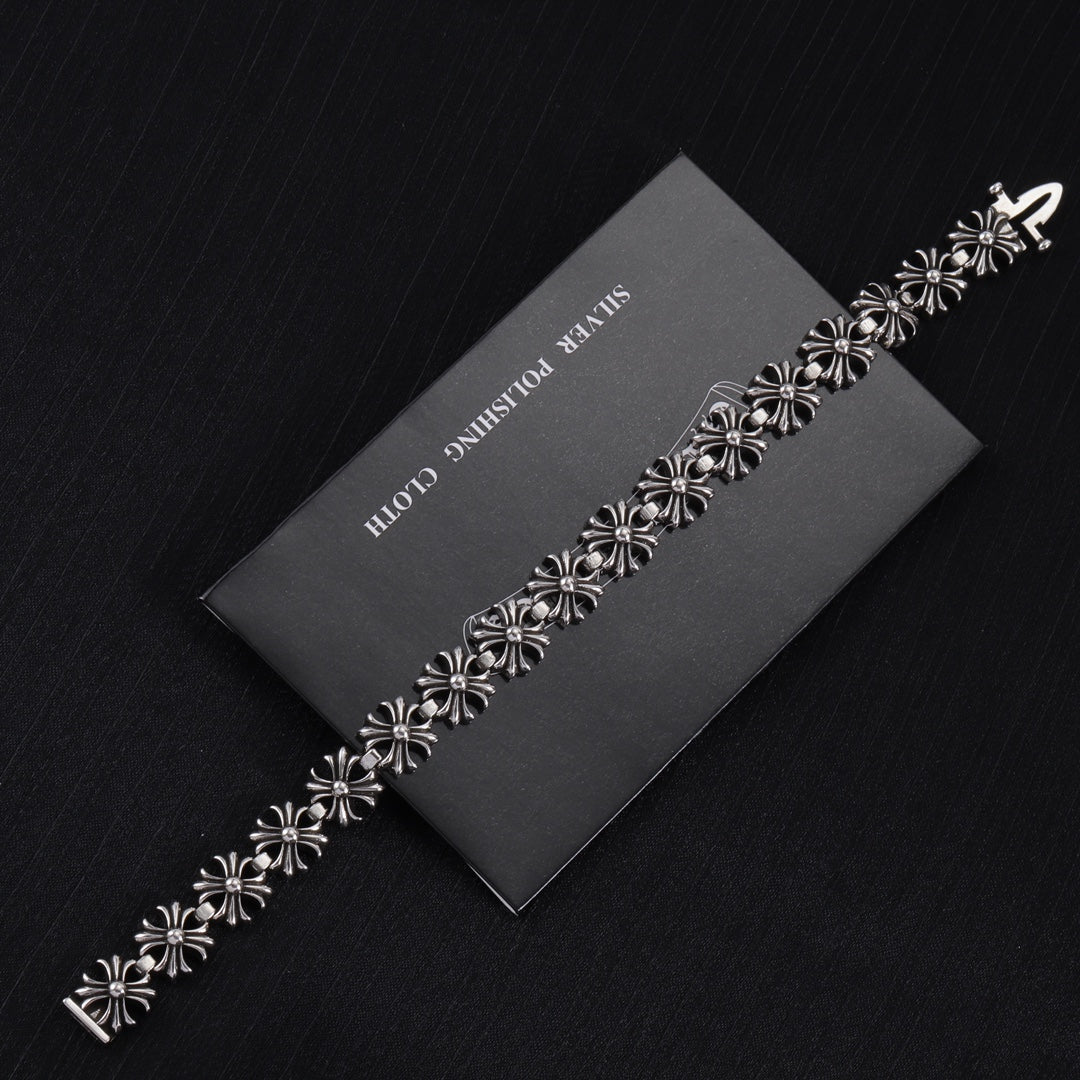 Gothic Emblem Statement Bracelet in Metal-Tone – Design 02 front product view