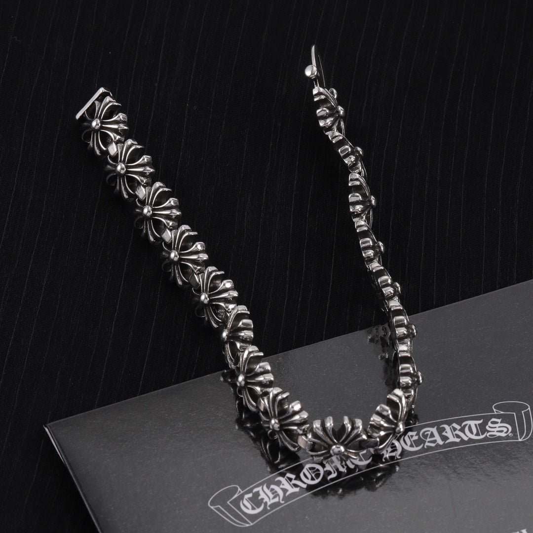 Signature Emblem Bracelet in Polished Metal-Tone – Design 012 detail view