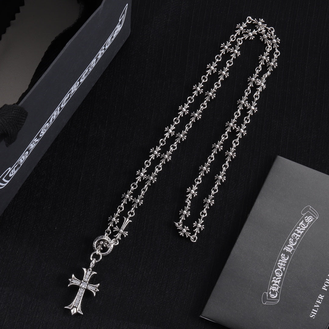 Gothic Emblem Pendant Necklace in Metal-Tone – Design 42 styled product view