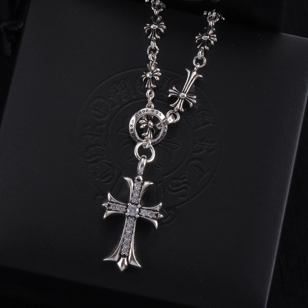 Gothic Emblem Pendant Necklace in Metal-Tone – Design 42 side detail