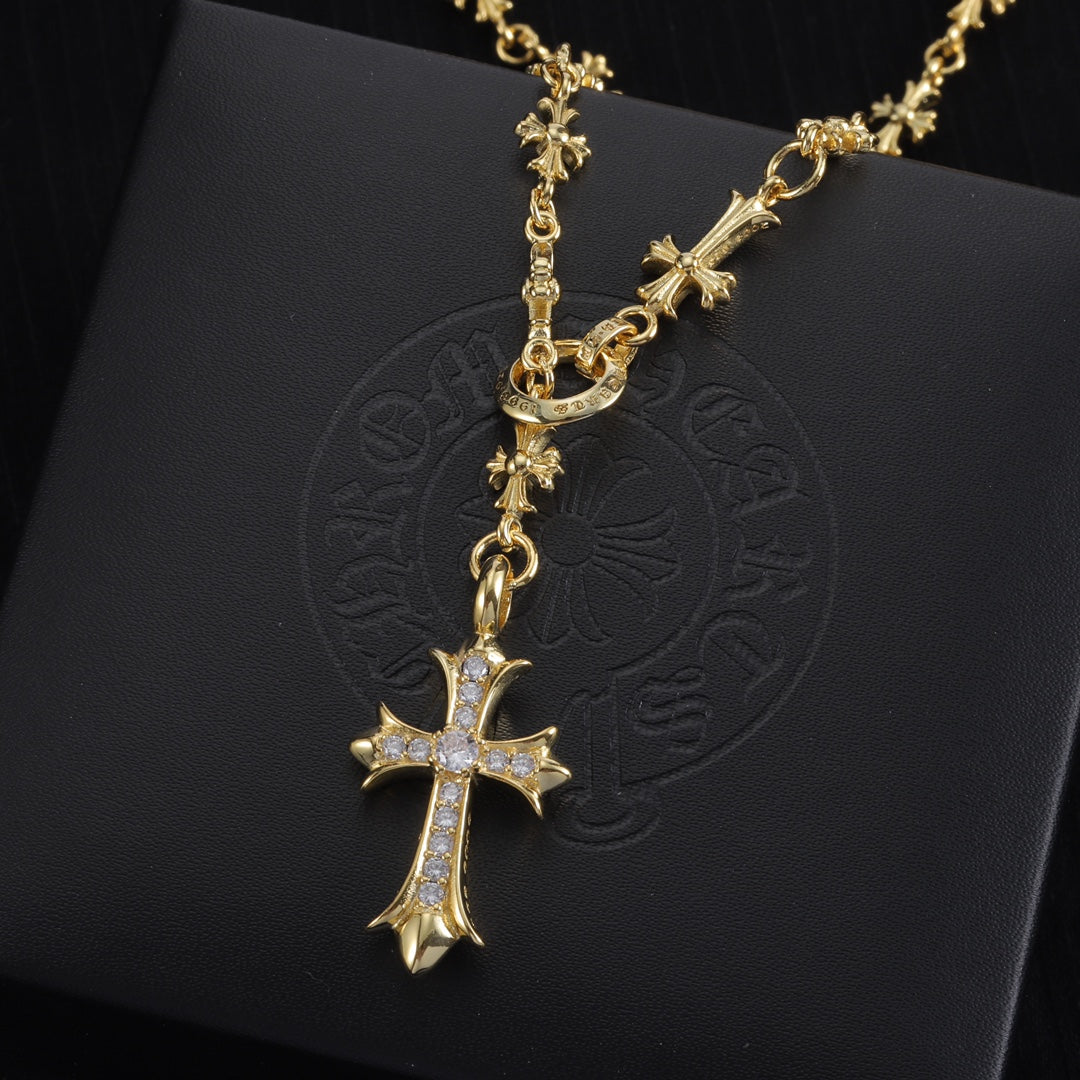 Gothic Emblem Pendant Necklace in Metal-Tone – Design 42 detail view