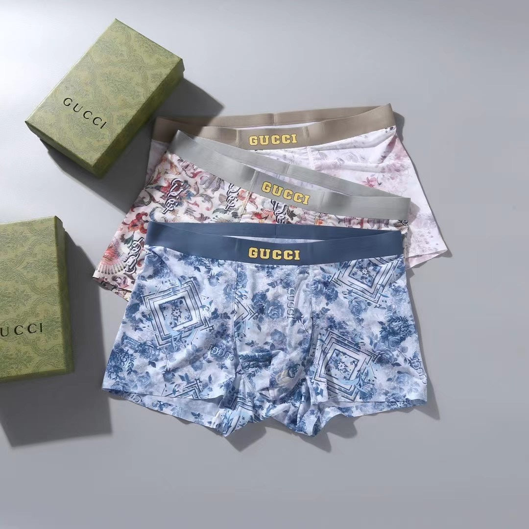 Gucci Blue And Red Graphic Prints Men's Boxer Briefs - 3-Piece Box