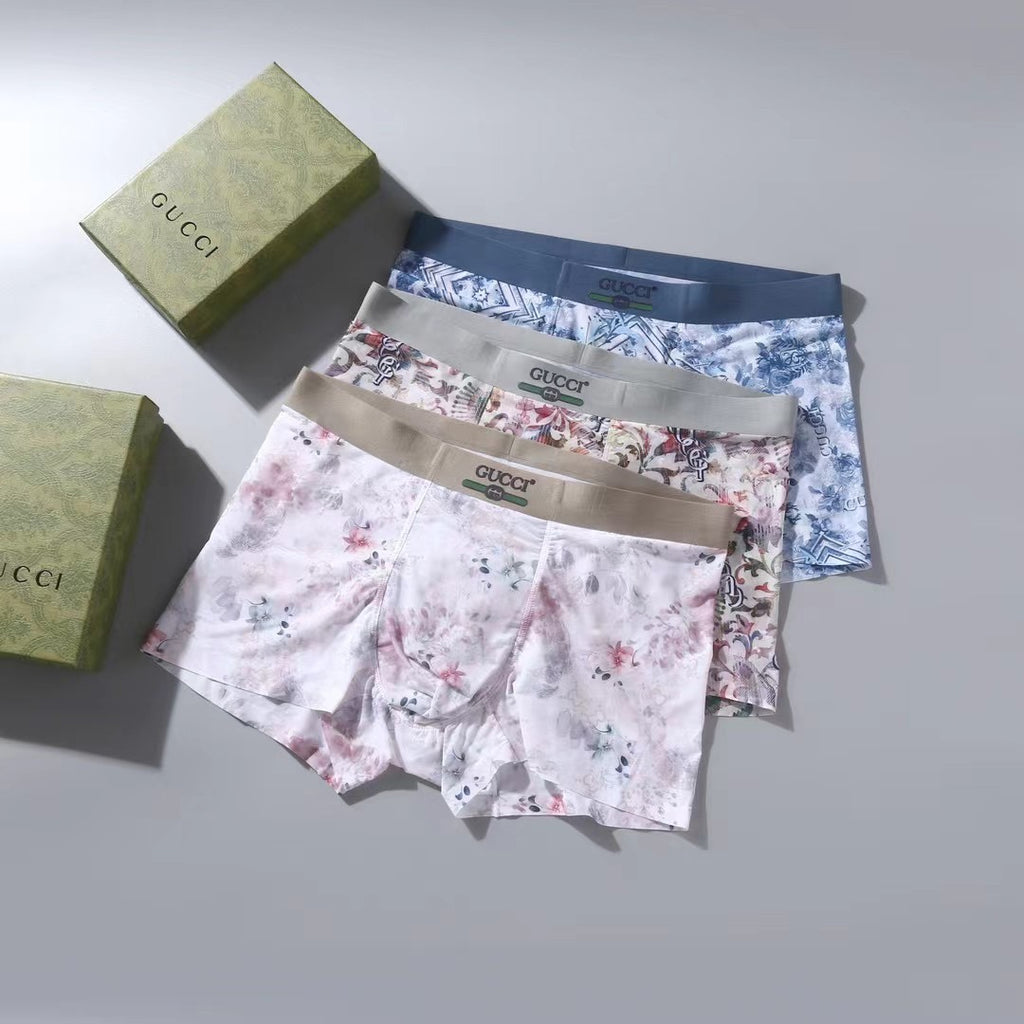 Gucci Blue And Red Graphic Prints Men's Boxer Briefs - 3-Piece Box