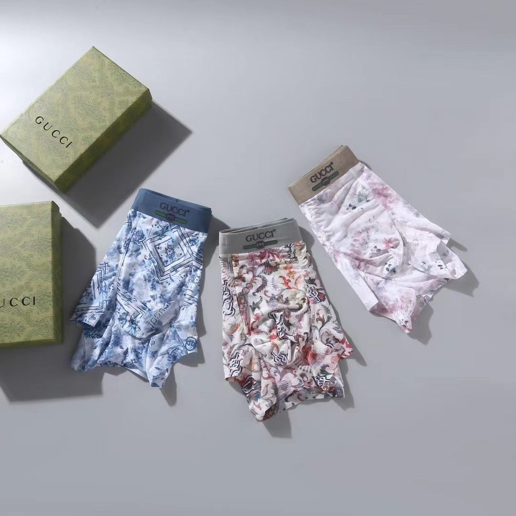 Gucci Blue And Red Graphic Prints Men's Boxer Briefs - 3-Piece Box