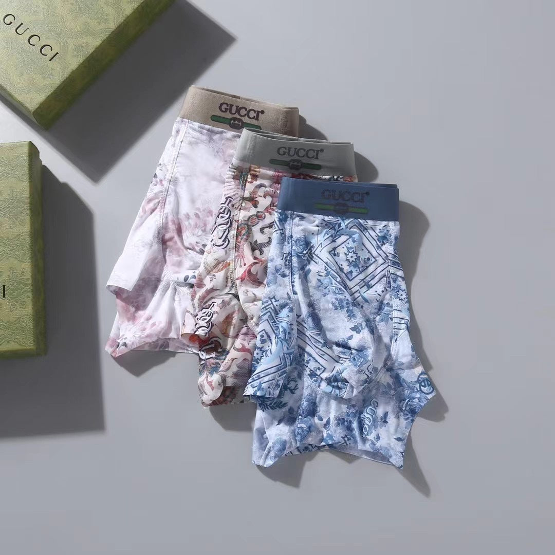 Gucci Blue And Red Graphic Prints Men's Boxer Briefs - 3-Piece Box