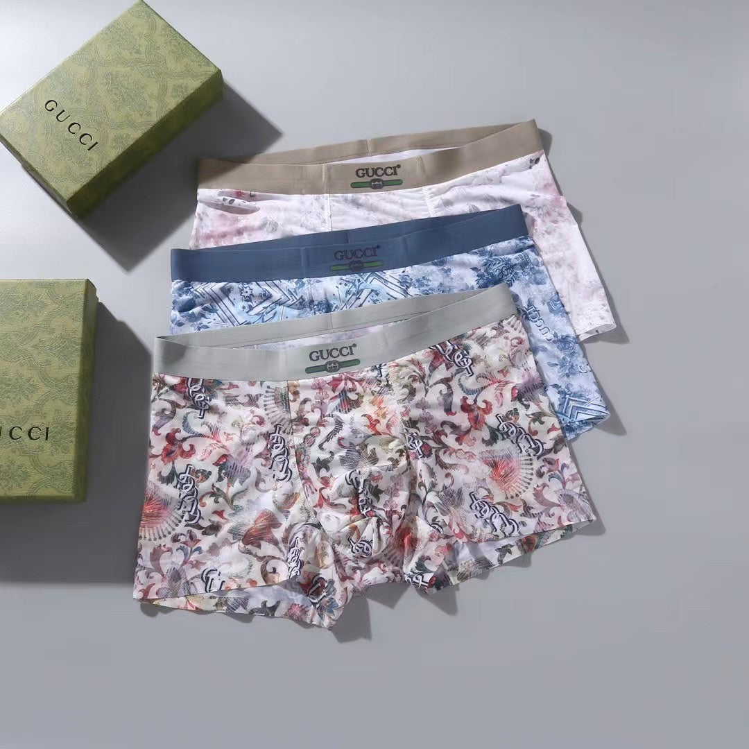 Gucci Blue And Red Graphic Prints Men's Boxer Briefs - 3-Piece Box