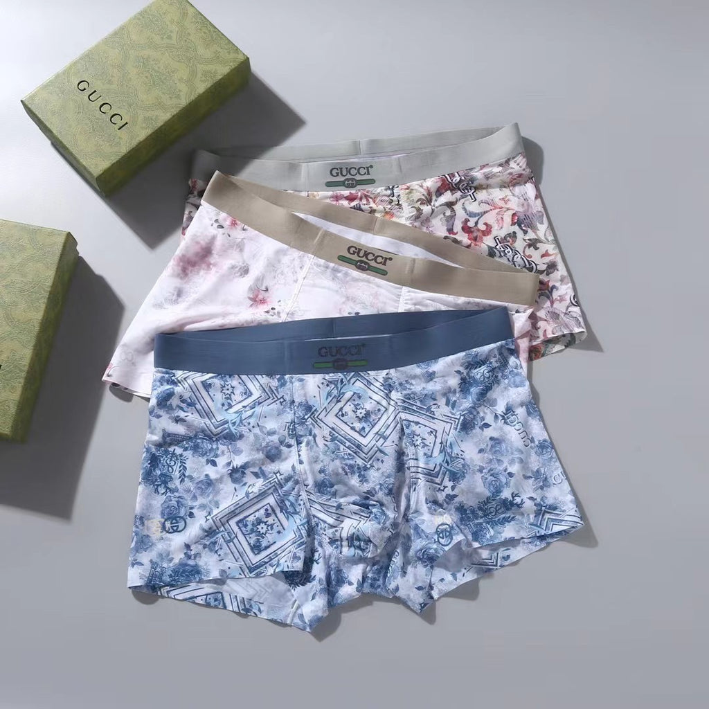 Gucci Blue And Red Graphic Prints Men's Boxer Briefs - 3-Piece Box