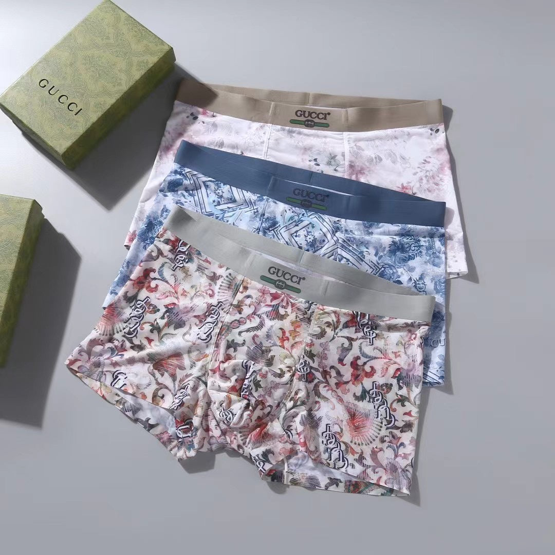 Gucci Blue And Red Graphic Prints Men's Boxer Briefs - 3-Piece Box